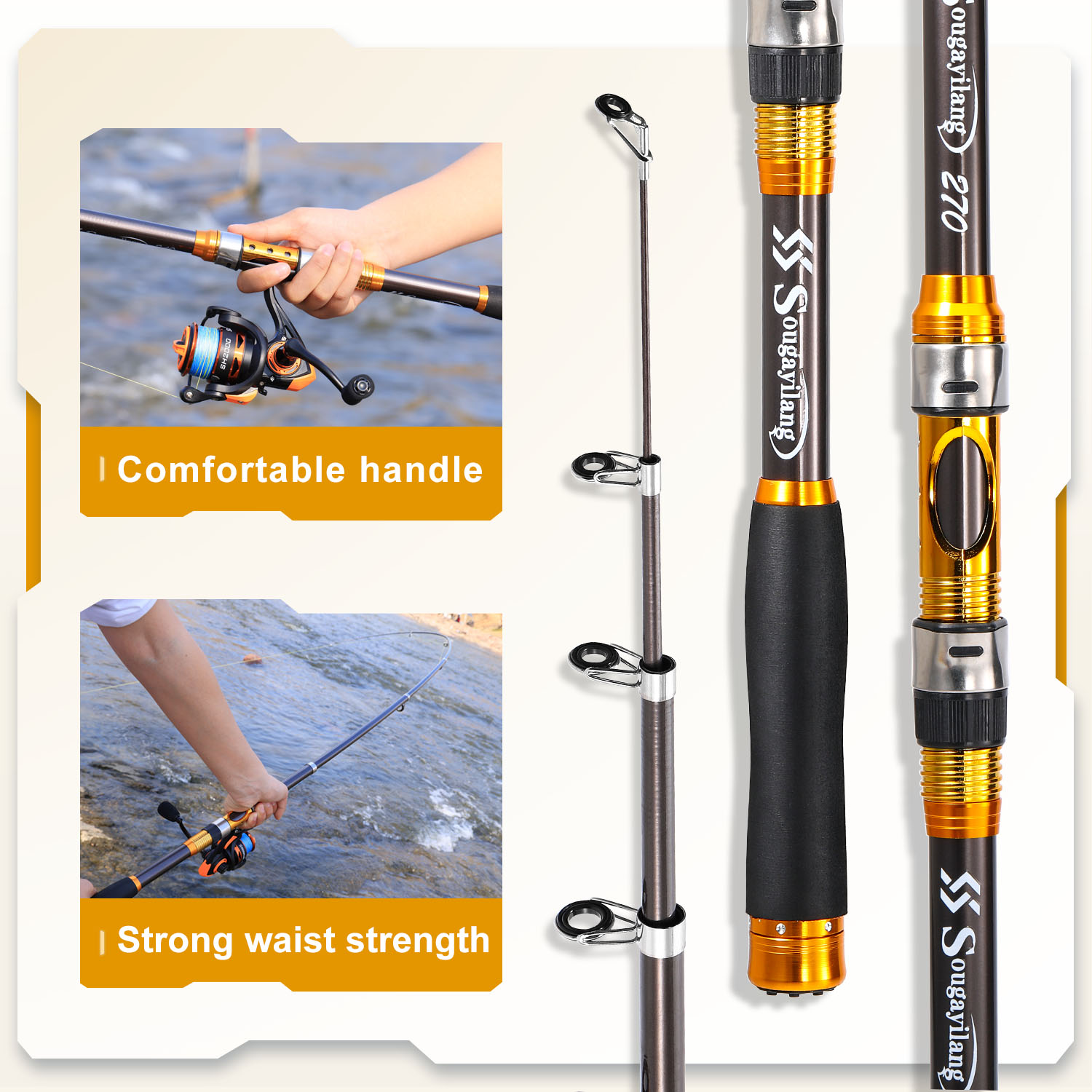Sougayilang 2.1m-3.0m Spinning - Fishing Rod Surf recension och pris