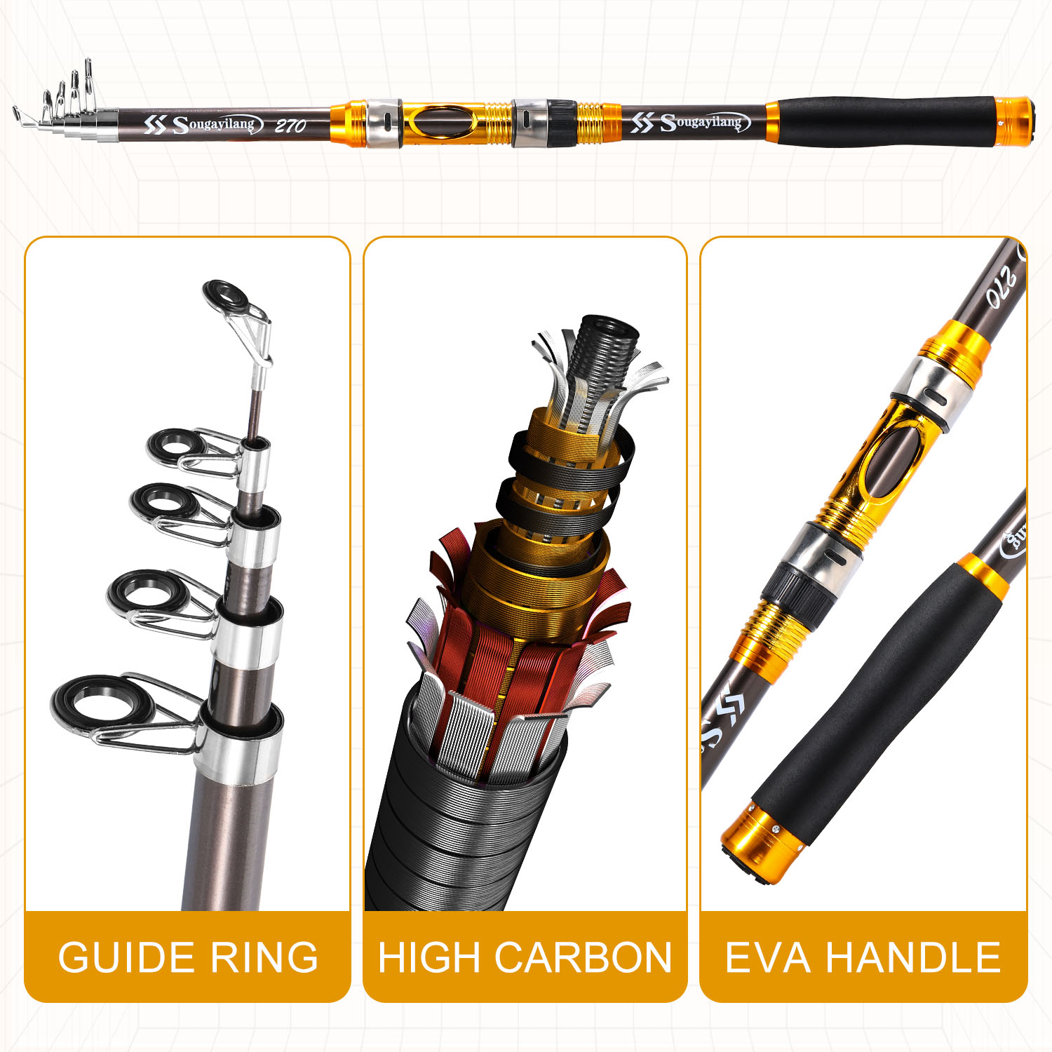 Sougayilang 2.1m-3.0m Spinning - Fishing Rod Surf recension och pris